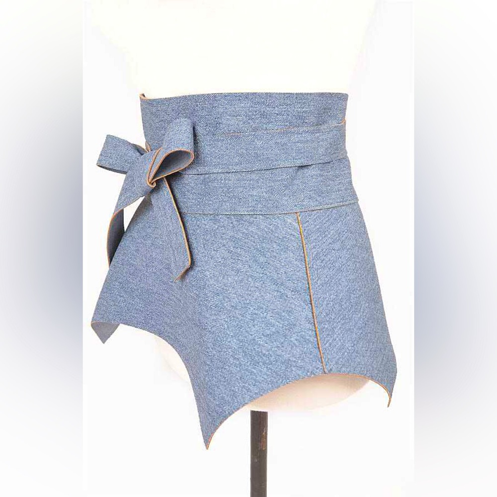 Denim Wrap Skirt Statement Belt - Picture 2 of 5